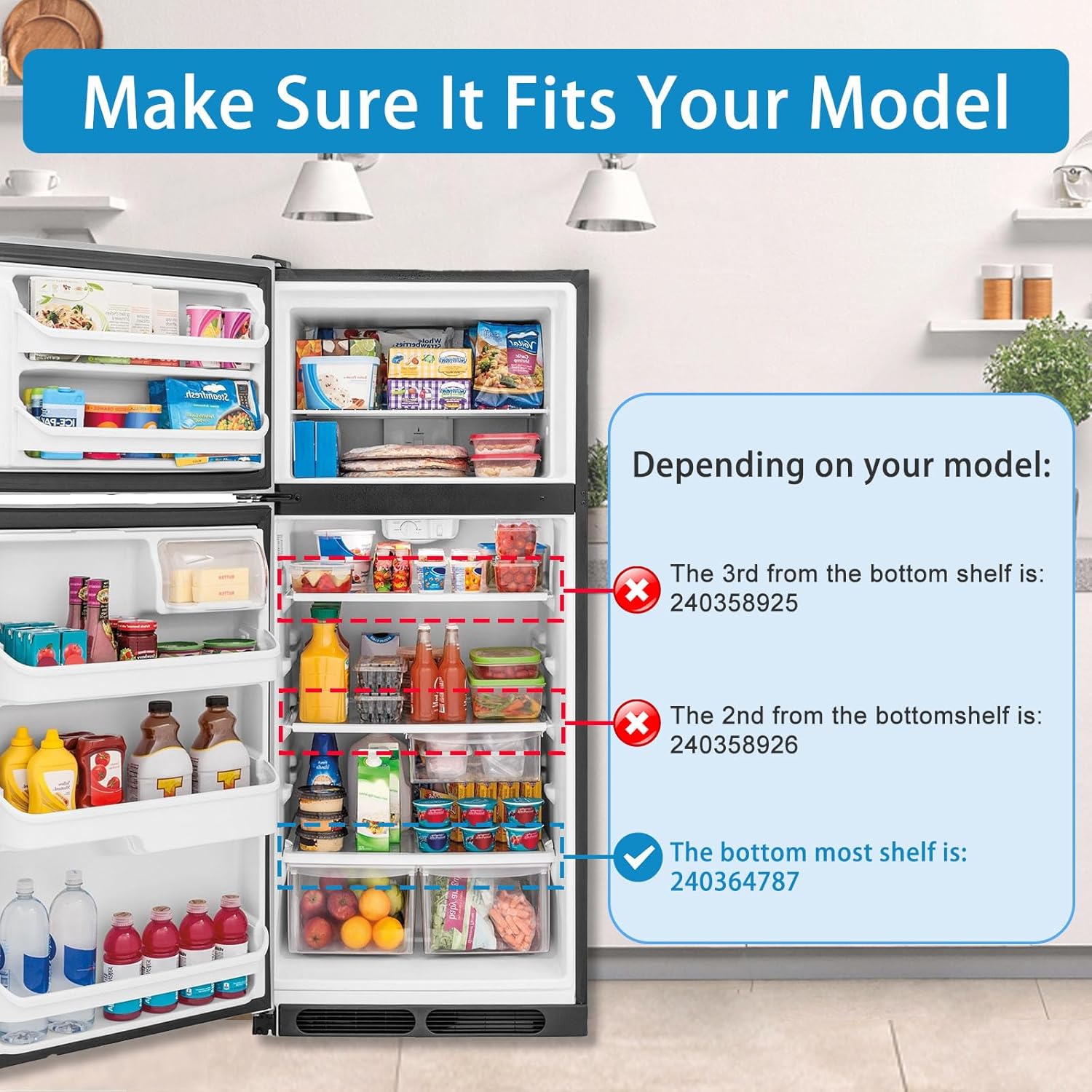 White 240364787 Refrigerator Crisper Drawer Cover Frame Crisper Pan Cover Compatible with Frigidaire Refrigerator-Replaces 240364714, 240364725, 240364778, 240364794